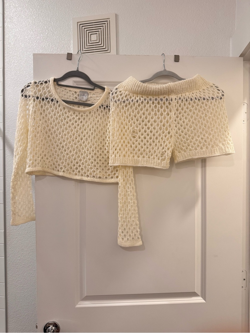 Princess Polly Ivory Crochet Sweater & Shorts Set Women's XS/S